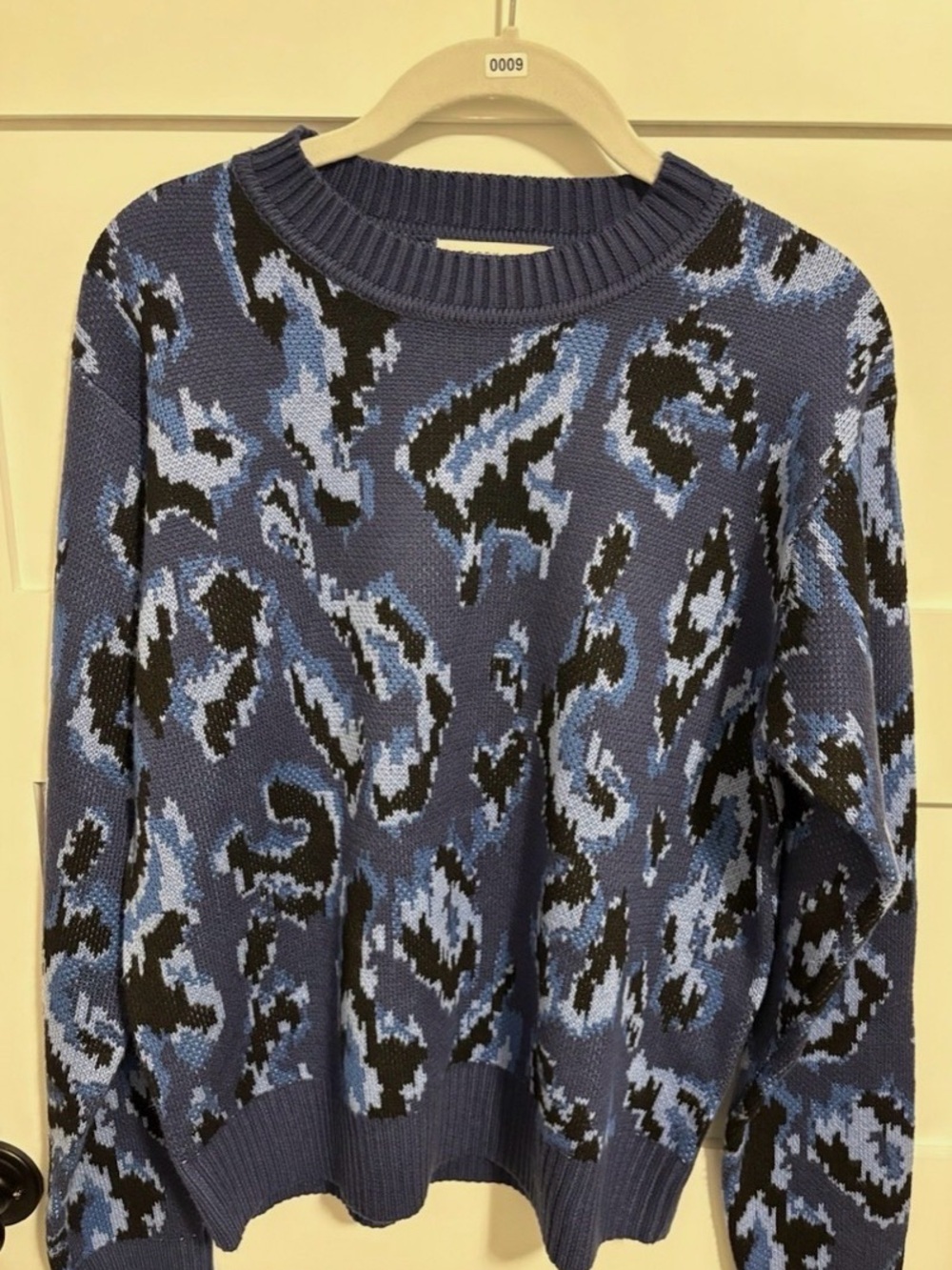Derek Lam 10 Crosby Blue Animal Print Sweater Size Small Like New